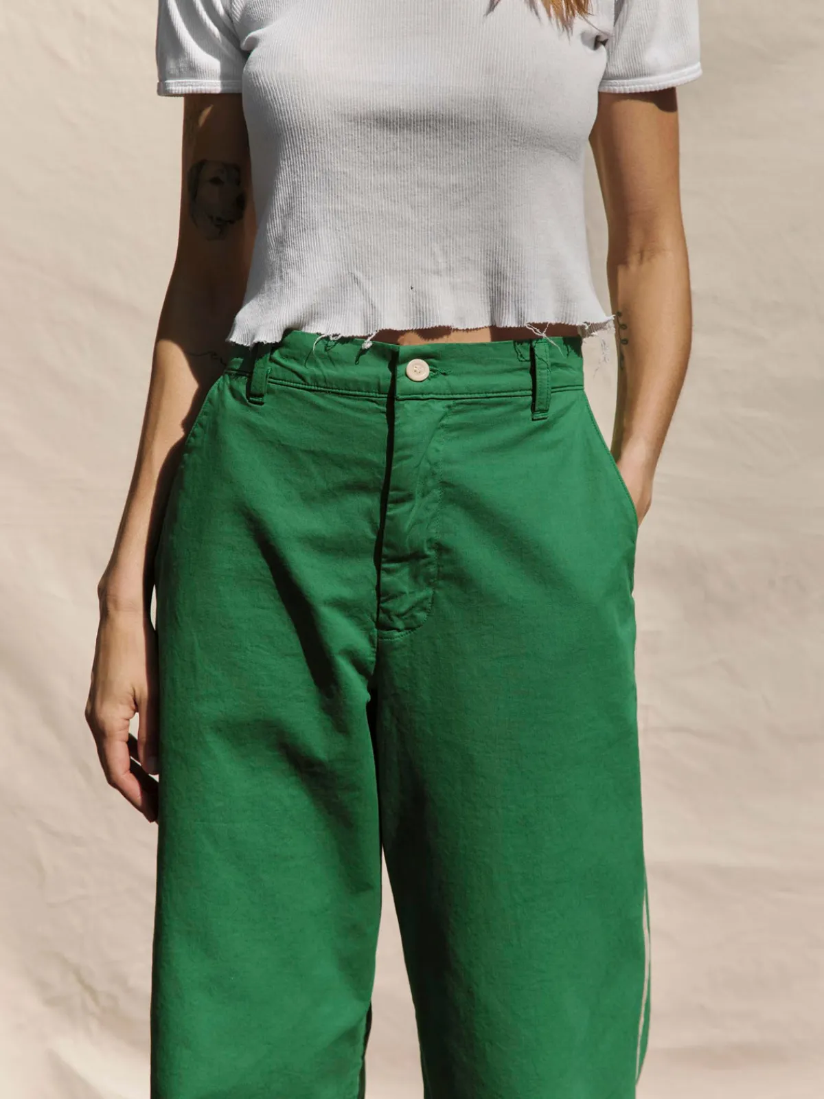 Women Imogene + Willie baker striped trouser in kelly green