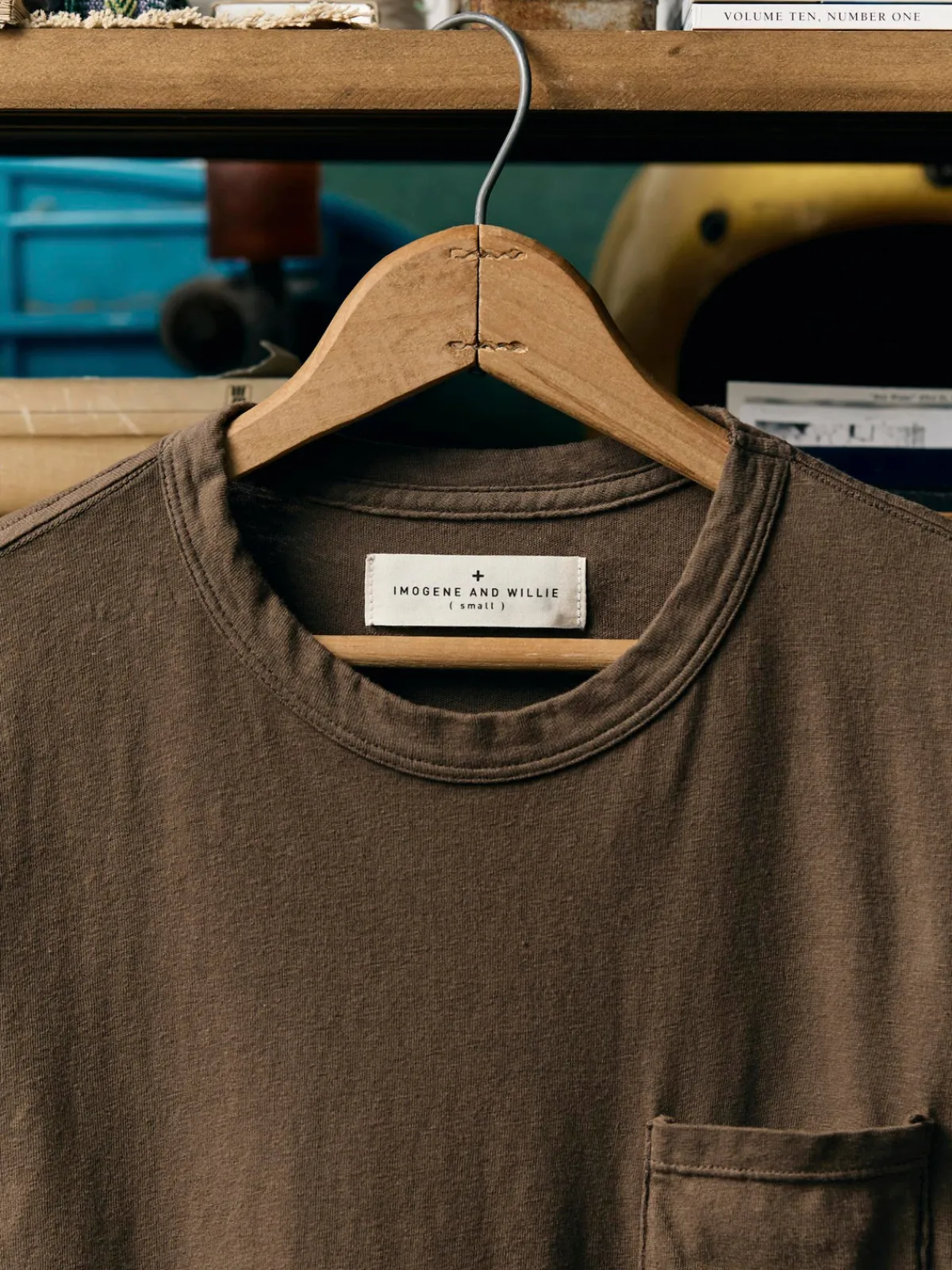 Imogene + Willie brown knit pocket tee