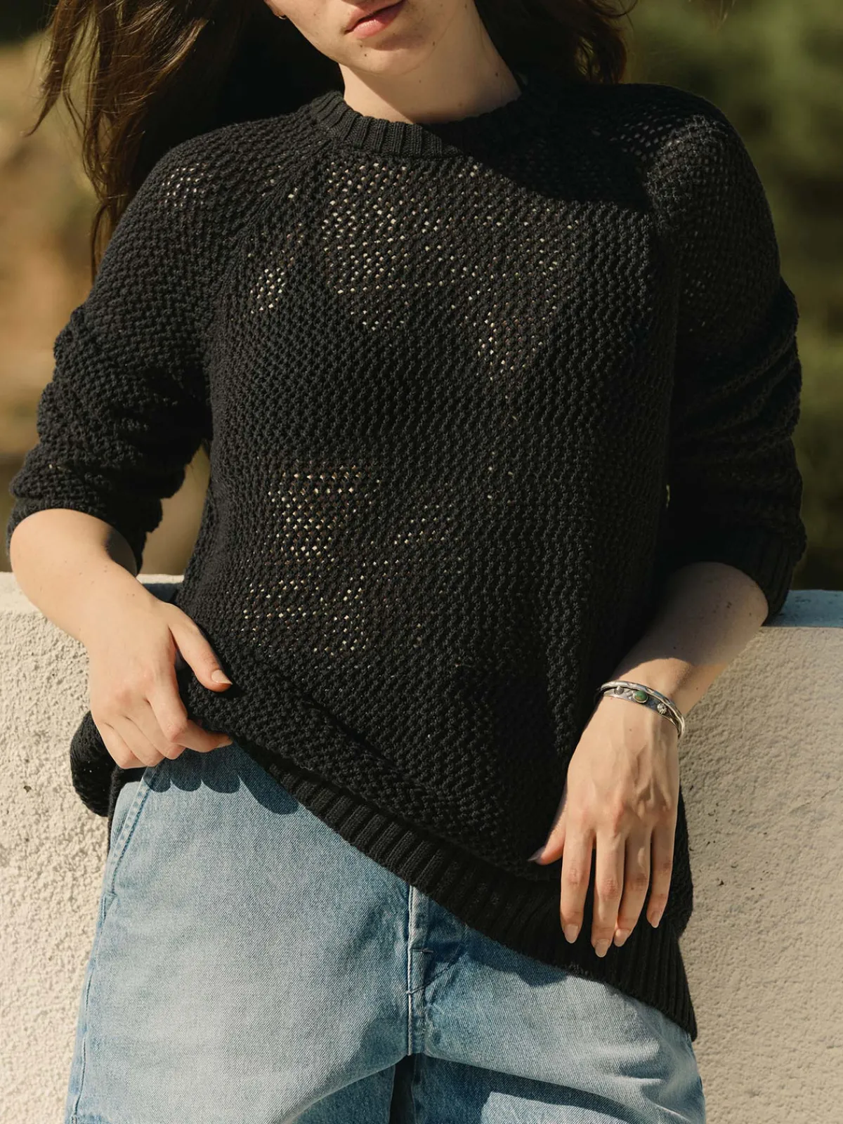 Women Imogene + Willie cascabel open weave sweater in black