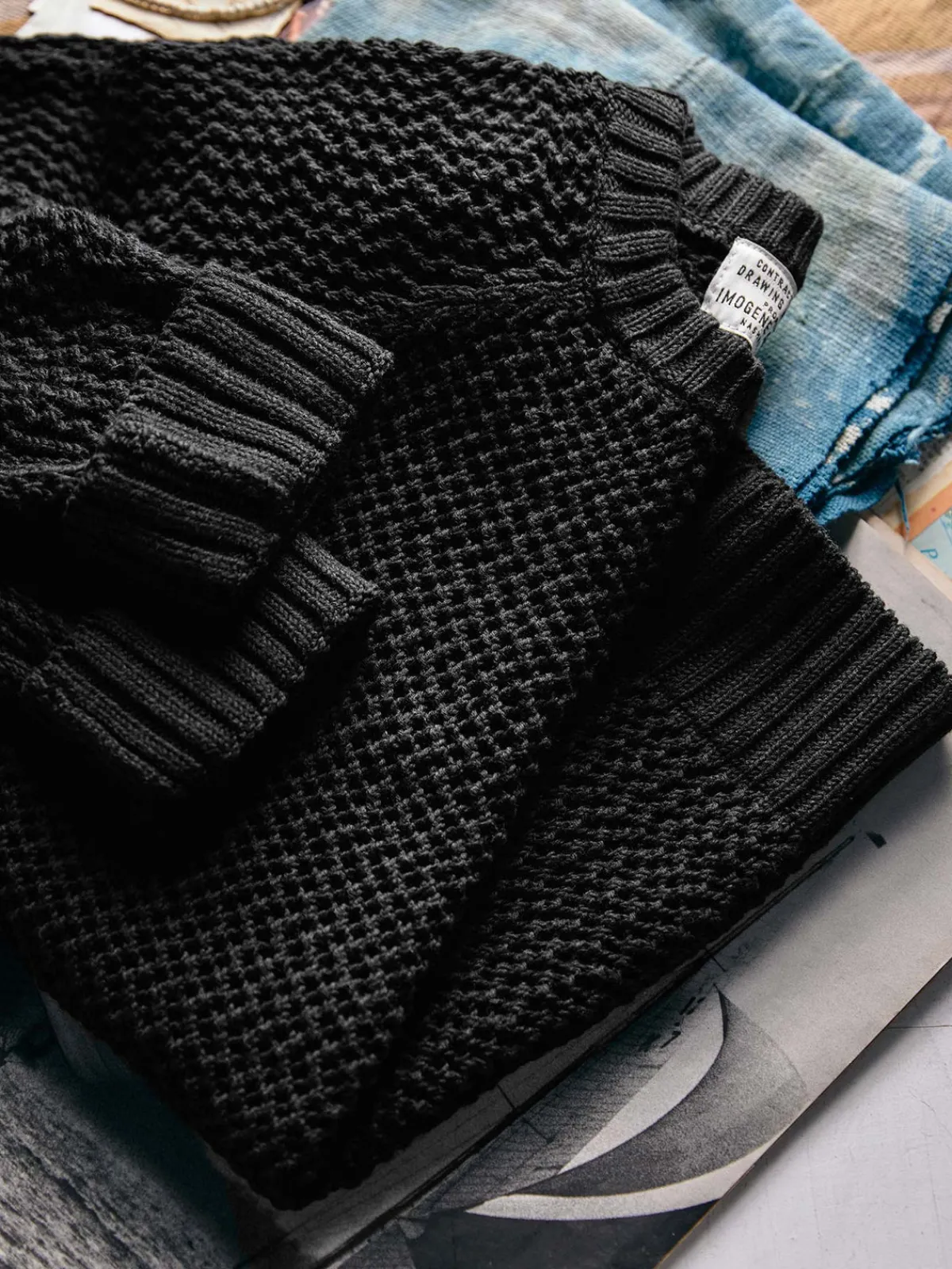 Women Imogene + Willie cascabel open weave sweater in black