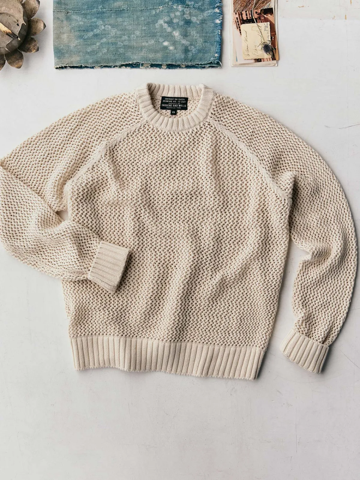 Imogene + Willie cascabel open weave sweater in natural