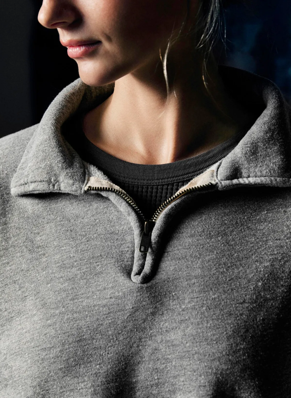 Women Imogene + Willie cut sleeve cropped quarter zip