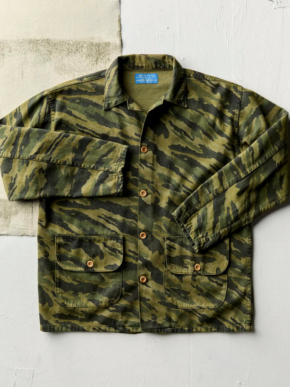 Women Imogene + Willie fatigue jacket in brushstroke camo