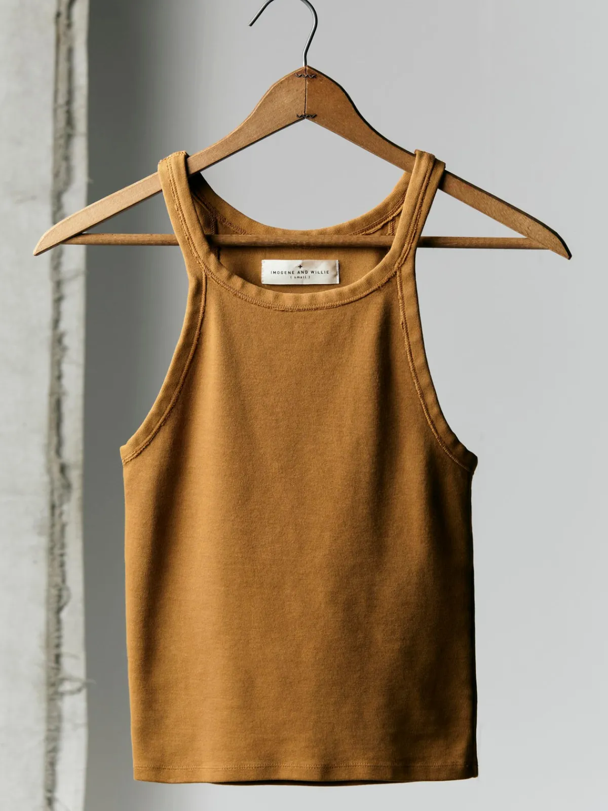 Women Imogene + Willie field brown ribbed racerback tank