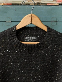 Imogene + Willie galway wool sweater in black nep