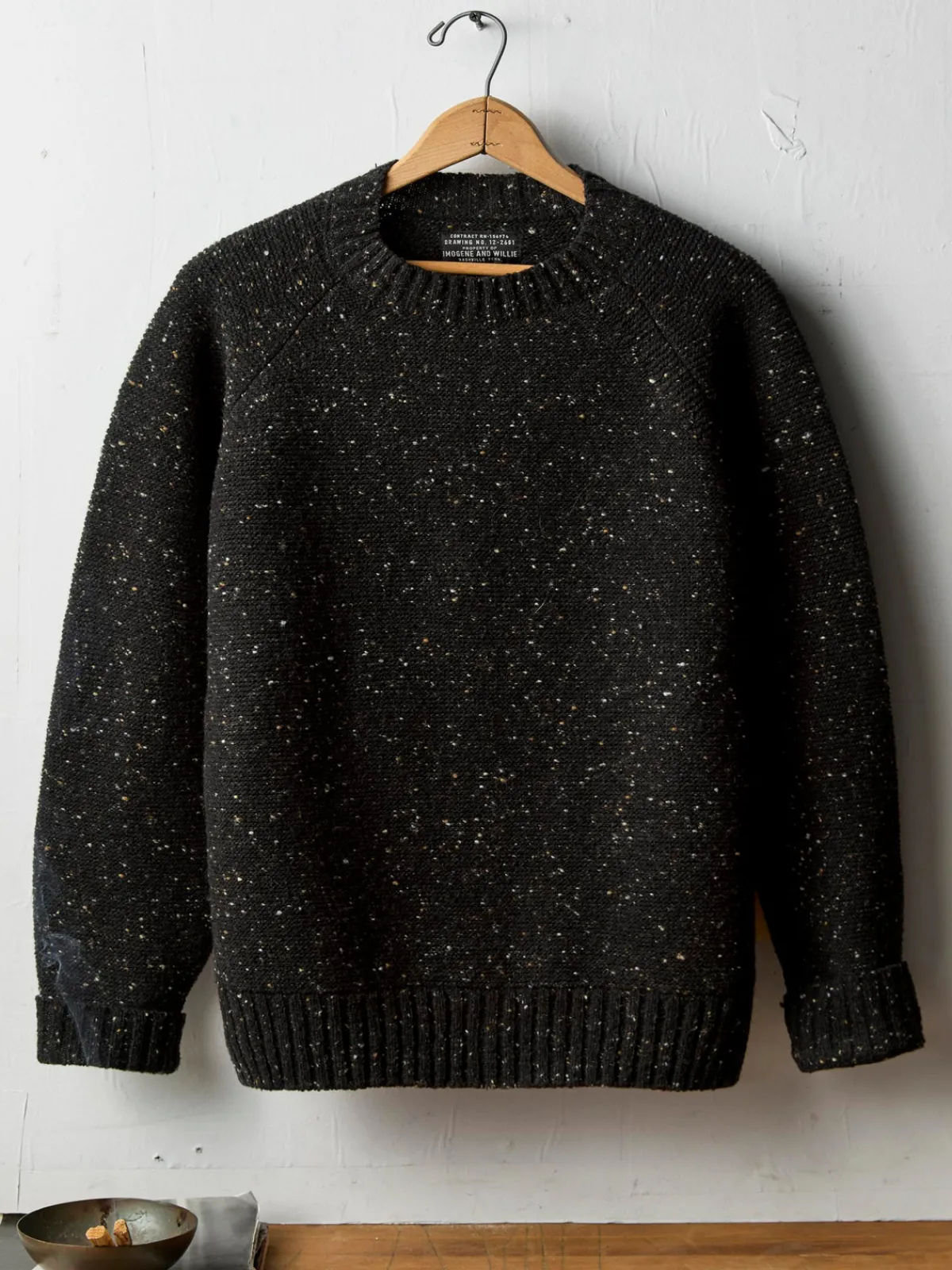Imogene + Willie galway wool sweater in black nep