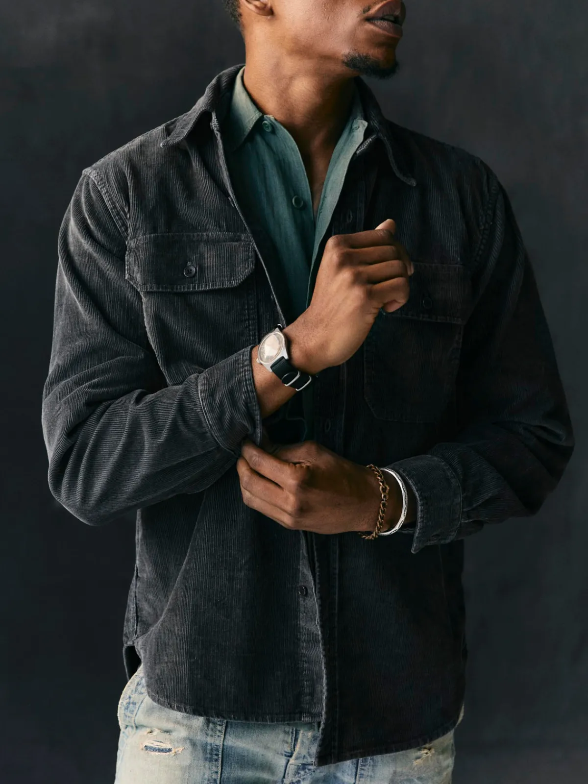 Imogene + Willie griffin workshirt in faded black cord