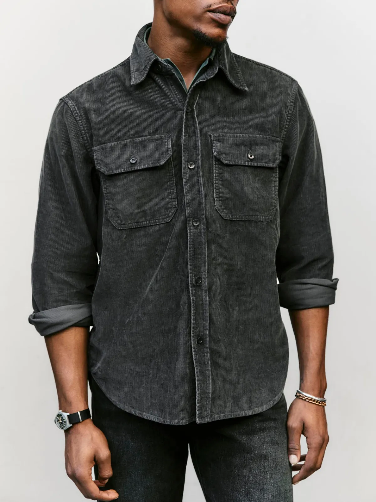 Imogene + Willie griffin workshirt in faded black cord
