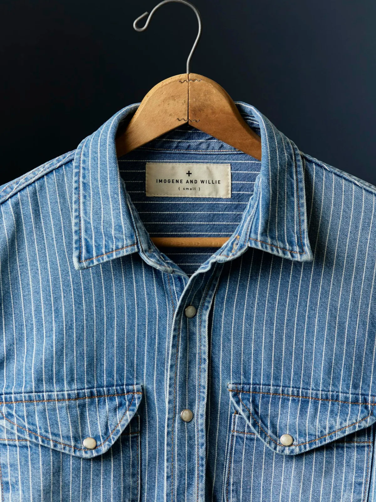Imogene + Willie hayes indigo stripe pearl snap