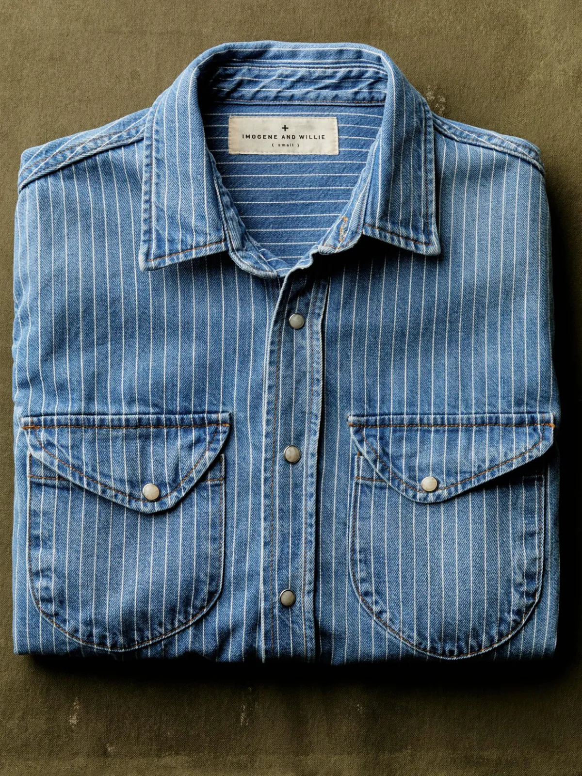 Imogene + Willie hayes indigo stripe pearl snap