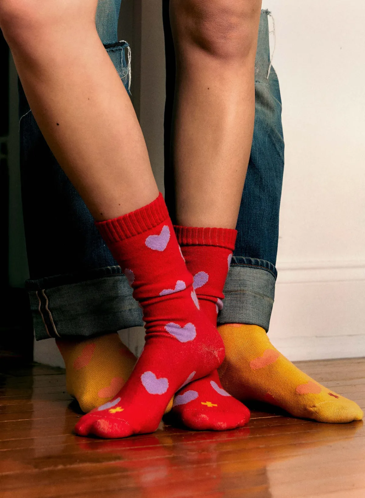 Imogene + Willie heart sock in poppy
