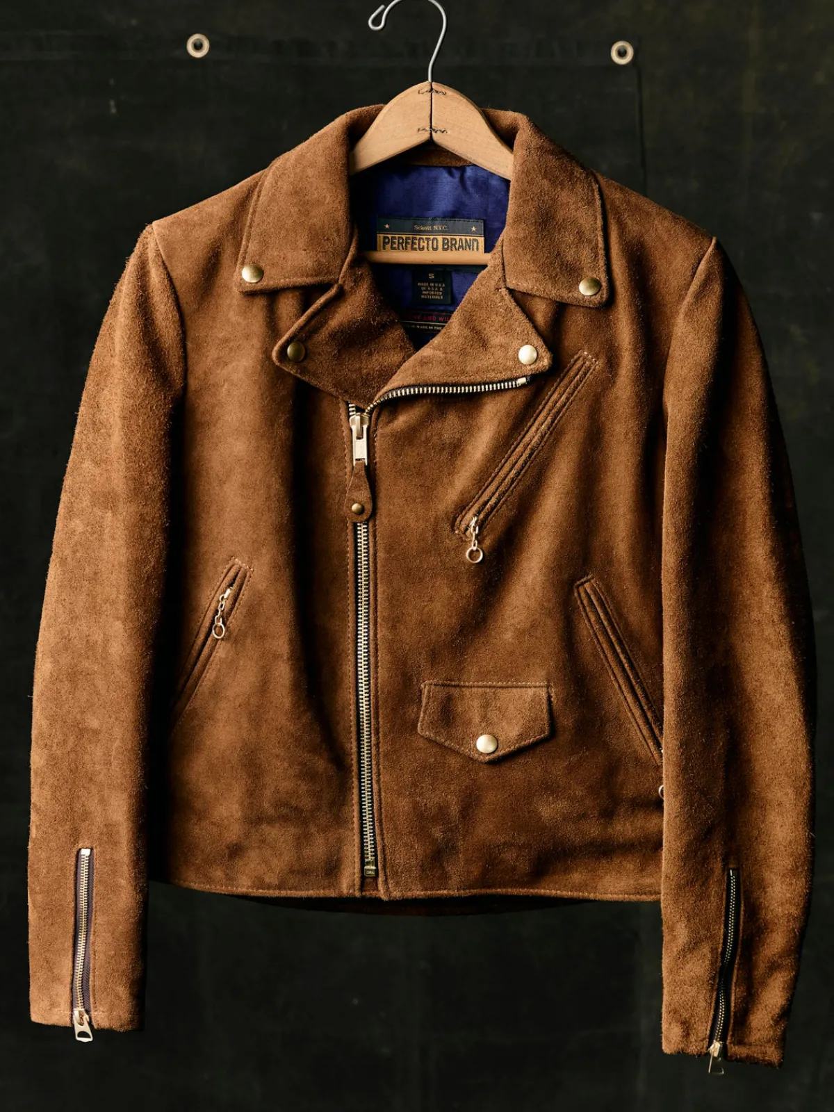Women Imogene + Willie i+w x Schott NYC rough out perfecto jacket