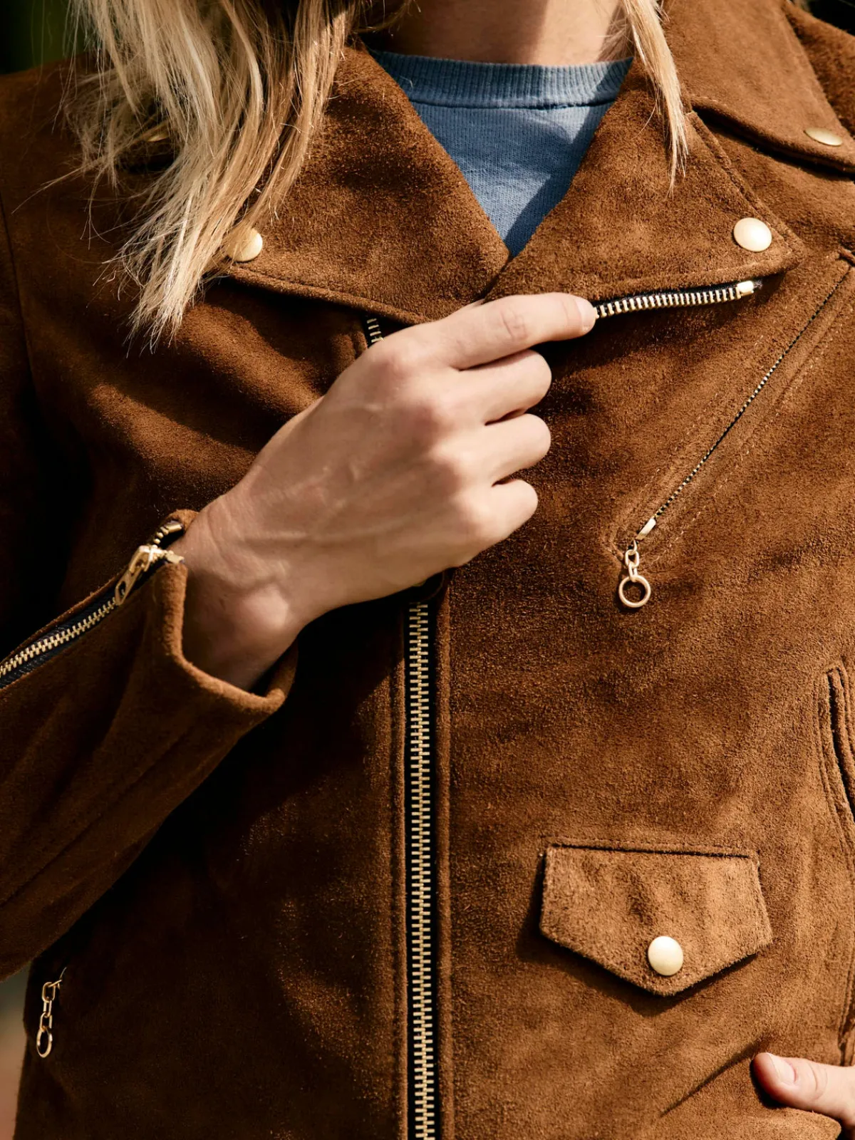 Women Imogene + Willie i+w x Schott NYC rough out perfecto jacket