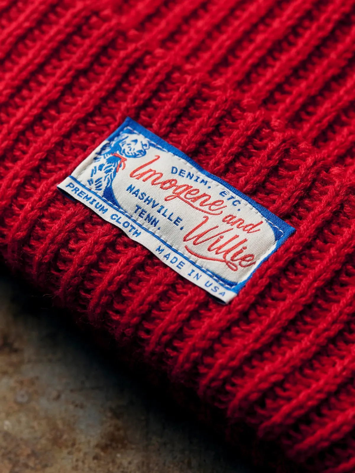 Women Imogene + Willie knit "bird dog" cap in red