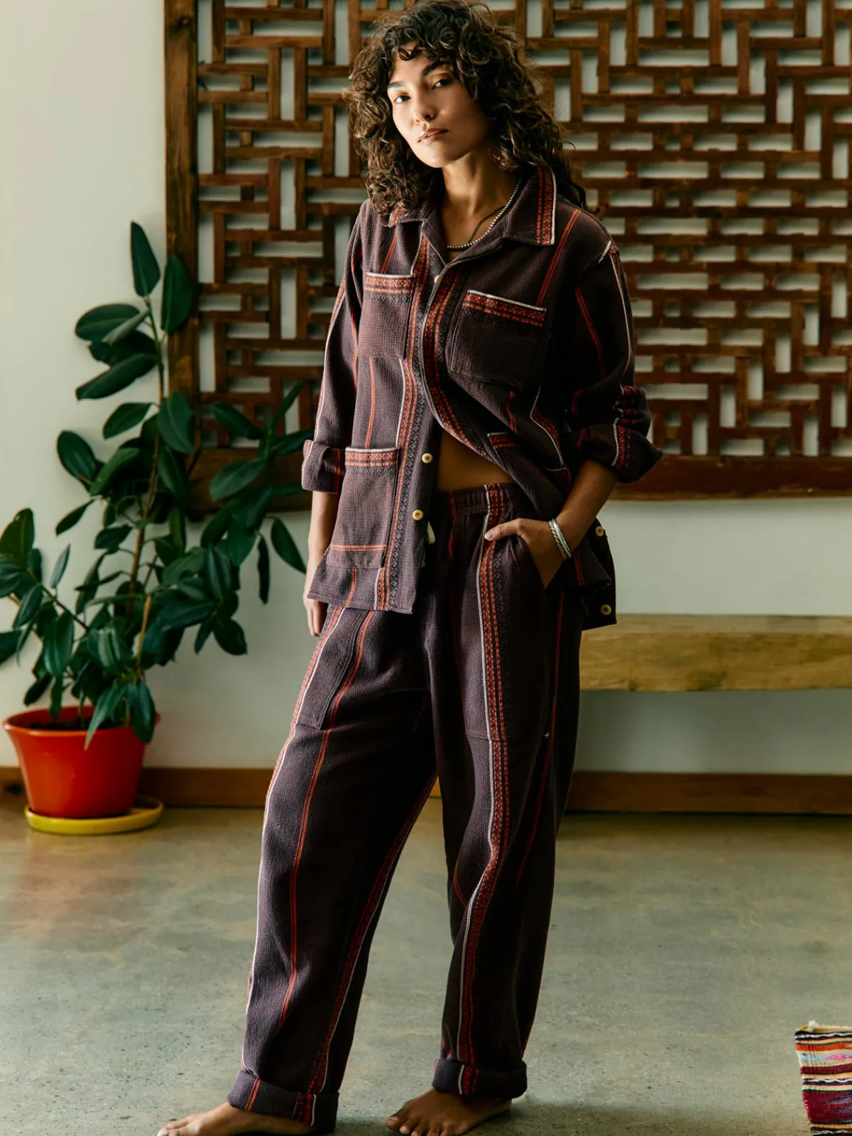 Women Imogene + Willie lagos woven border jacket