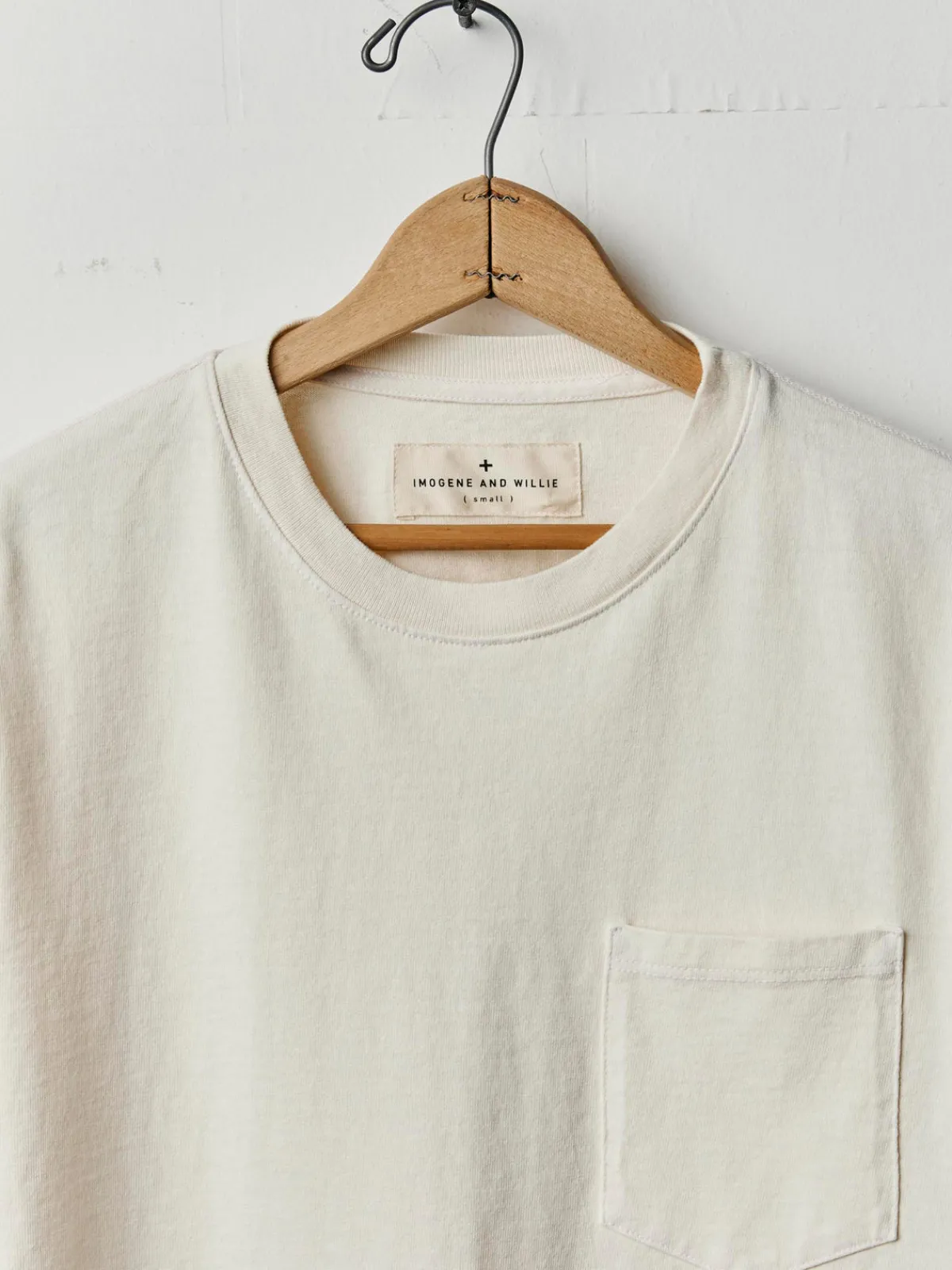 Imogene + Willie long sleeve pocket tee in vintage white