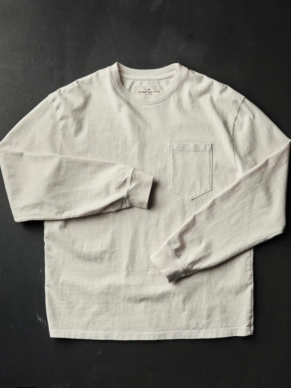 Imogene + Willie long sleeve pocket tee in vintage white