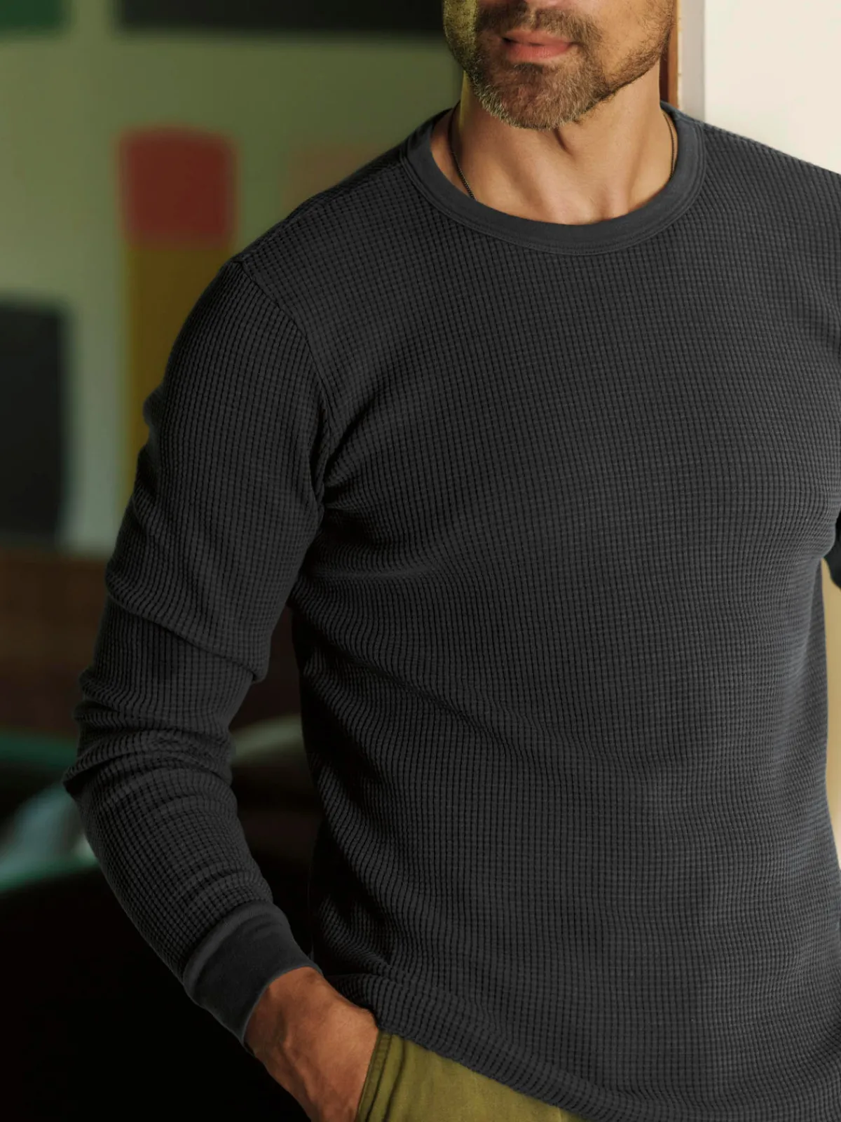 Imogene + Willie long sleeve thermal crew in faded black