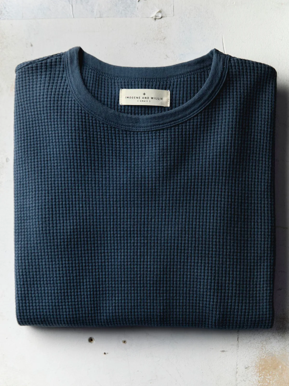 Imogene + Willie long sleeve thermal crew in steel blue