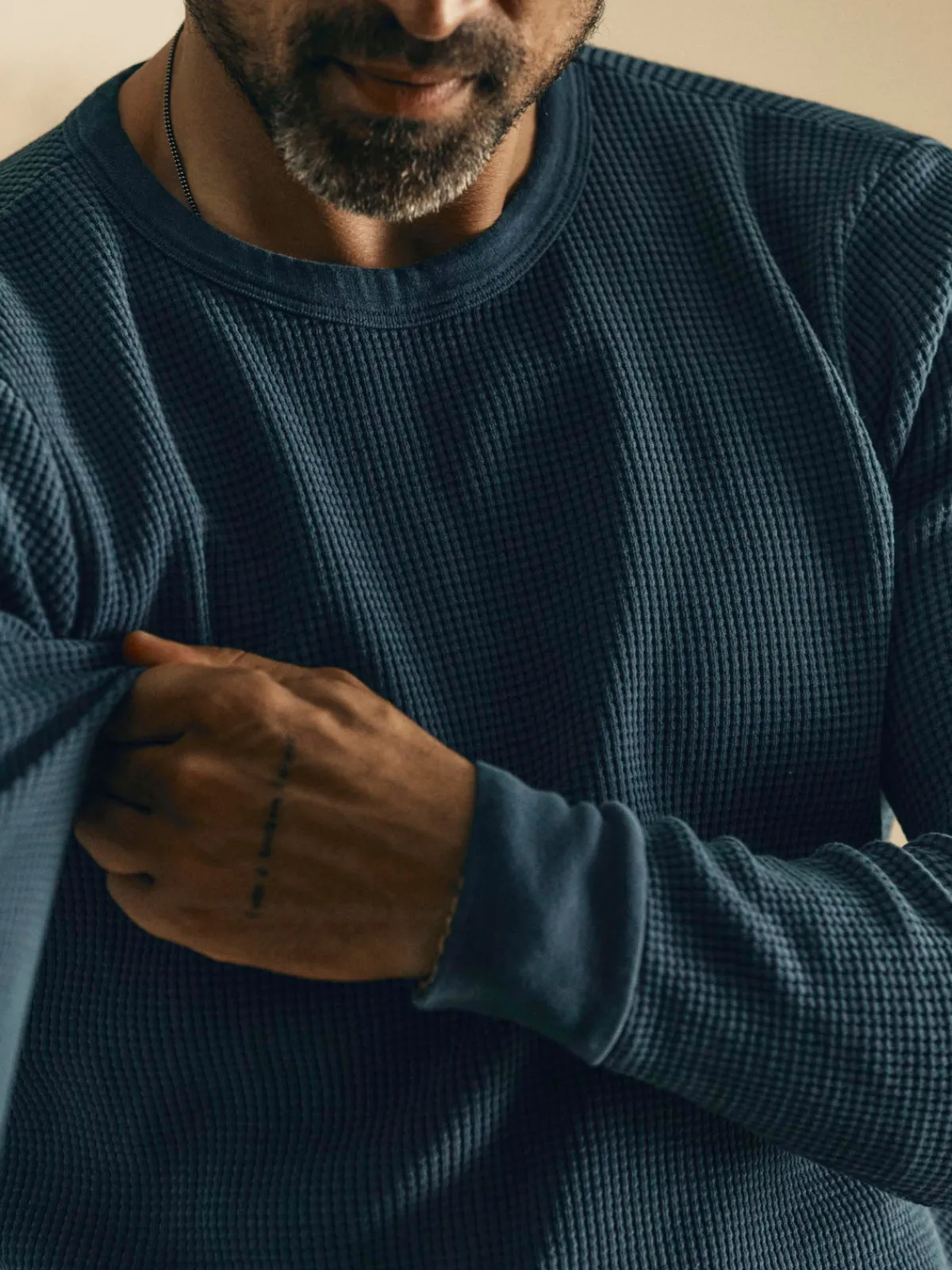 Imogene + Willie long sleeve thermal crew in steel blue