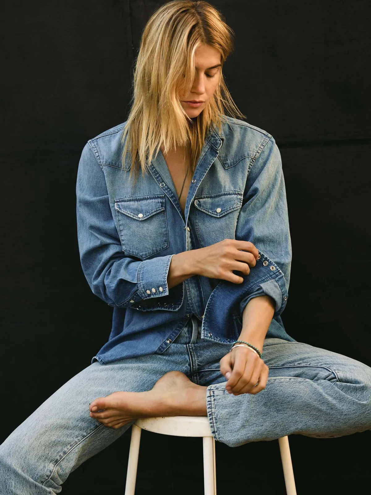 Women Imogene + Willie mcfly washed pearl snap