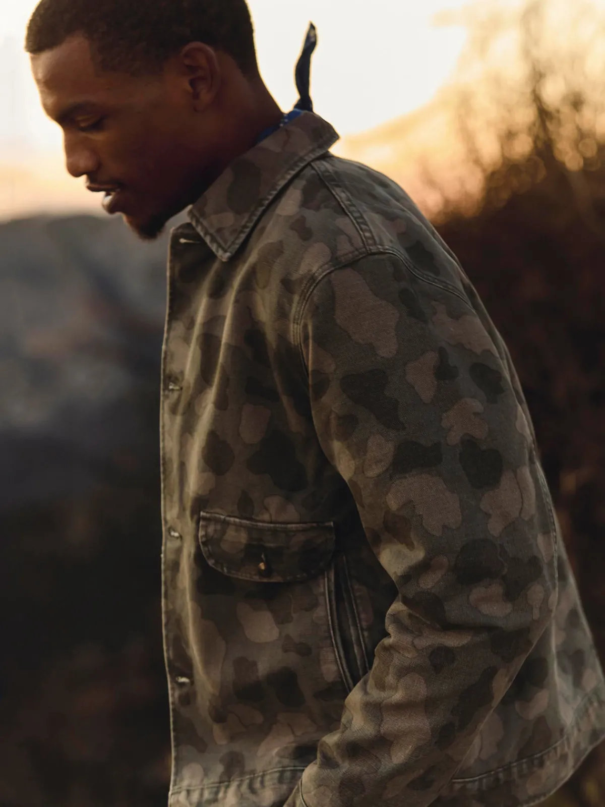 Imogene + Willie quilt lined canvas chore coat in camo