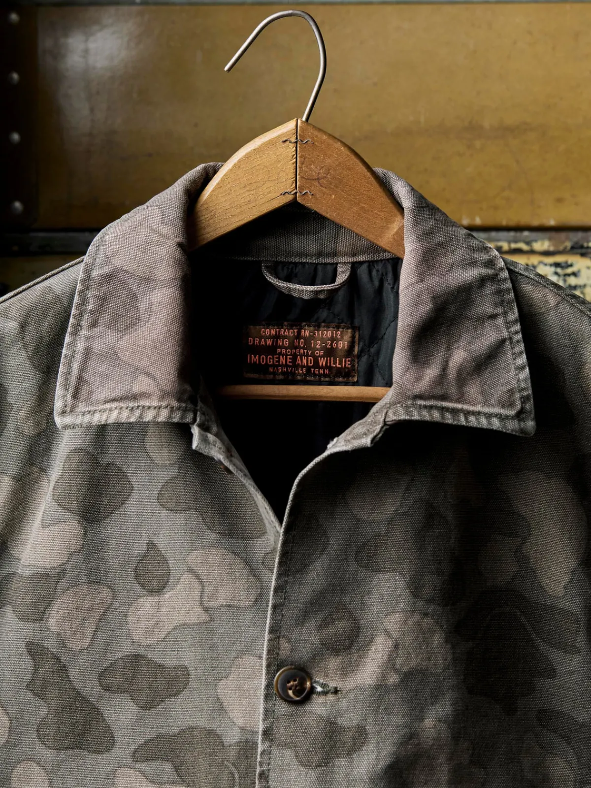 Imogene + Willie quilt lined canvas chore coat in camo