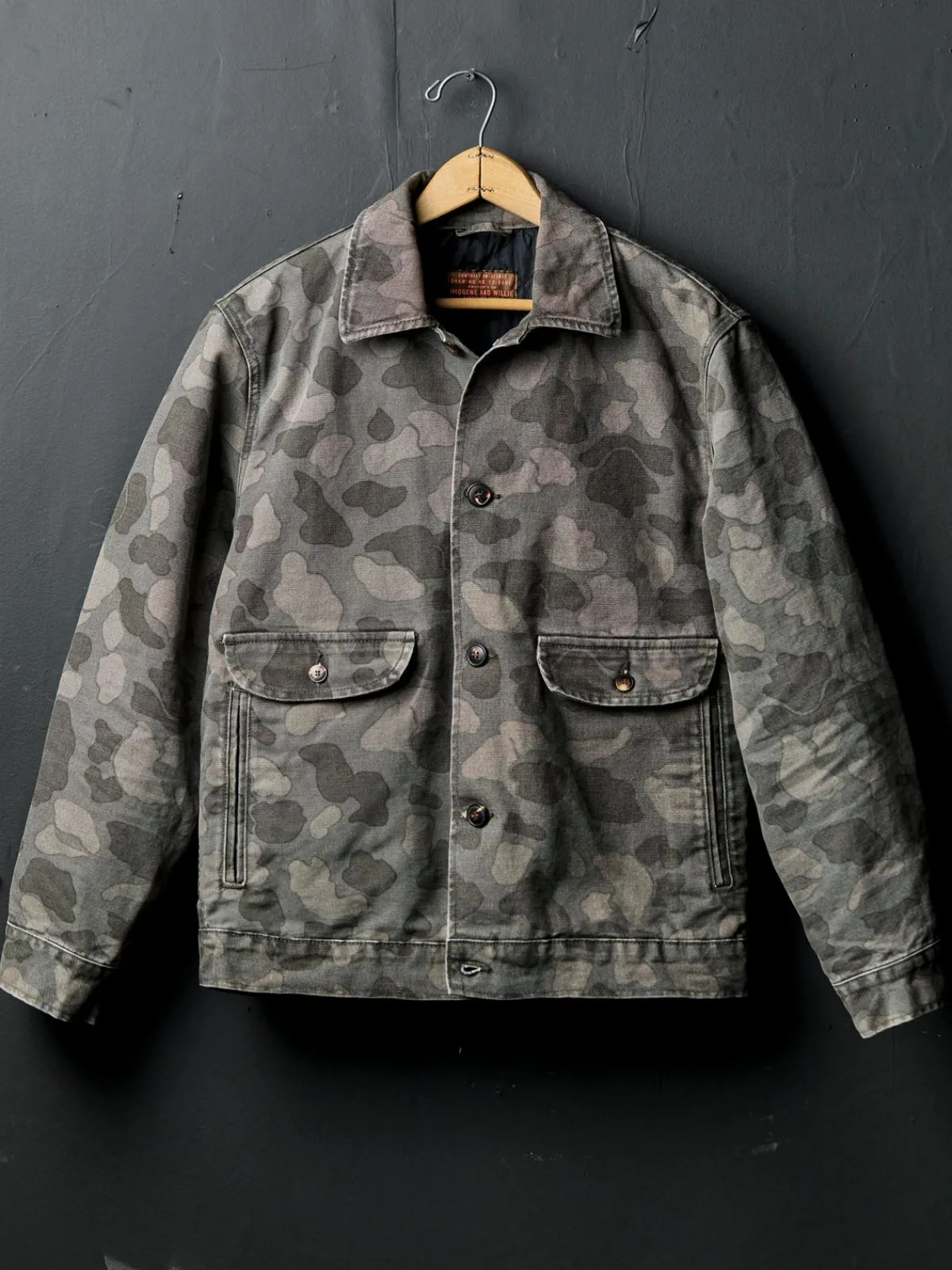 Imogene + Willie quilt lined canvas chore coat in camo