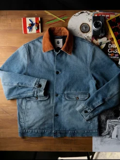 Imogene + Willie quilt lined washed denim chore coat