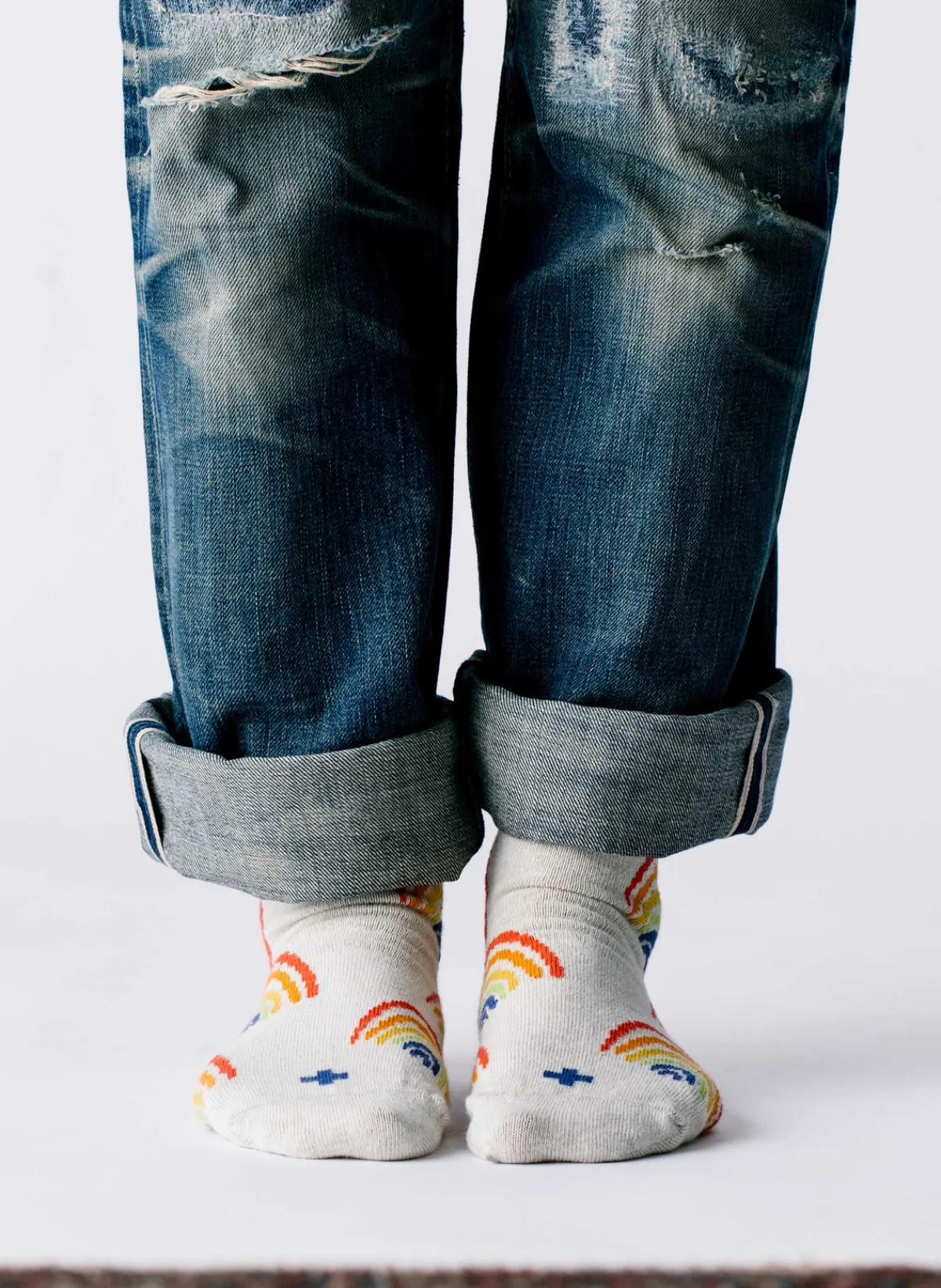 Women Imogene + Willie rainbow sock in natural