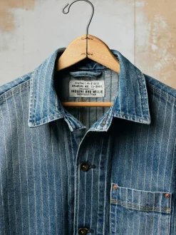 Women Imogene + Willie ranch jacket in washed indigo stripe
