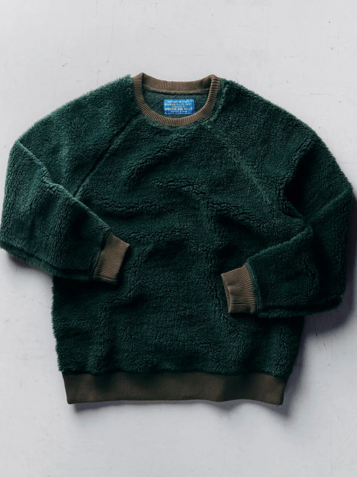 Imogene + Willie ribbed sherpa crew in fern