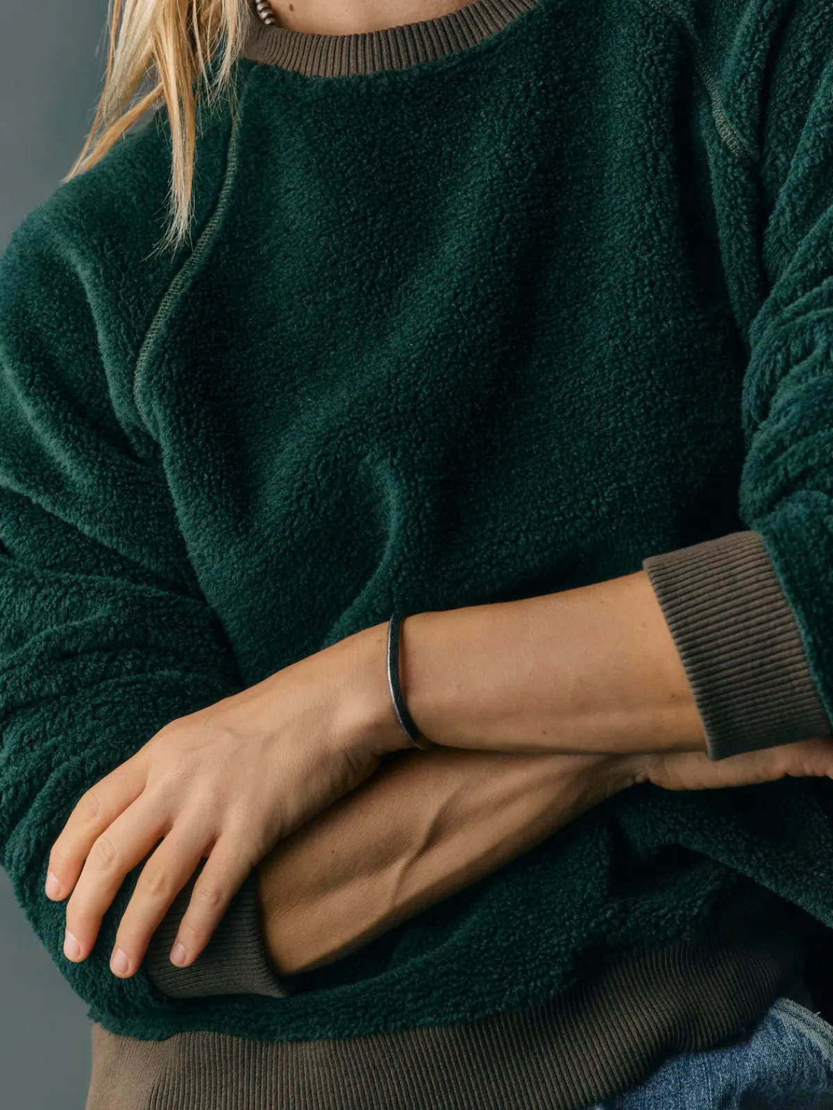 Women Imogene + Willie ribbed sherpa crew in fern