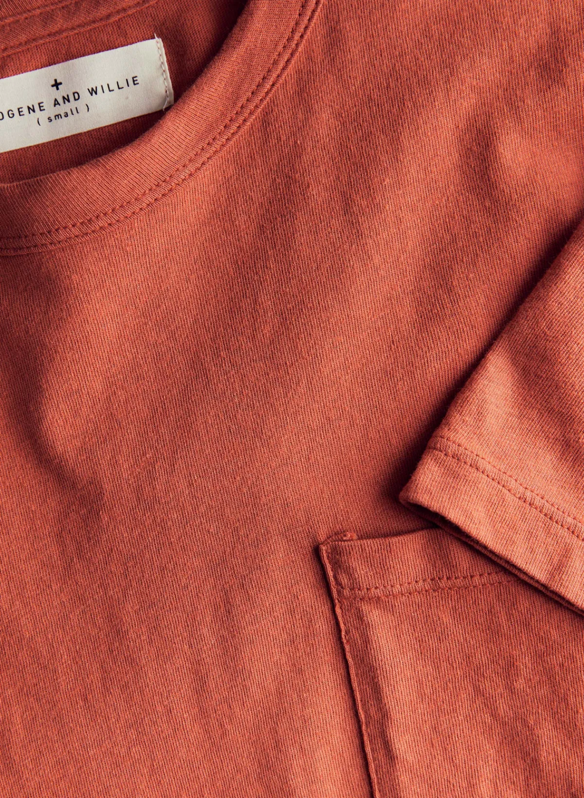Imogene + Willie rust knit pocket tee