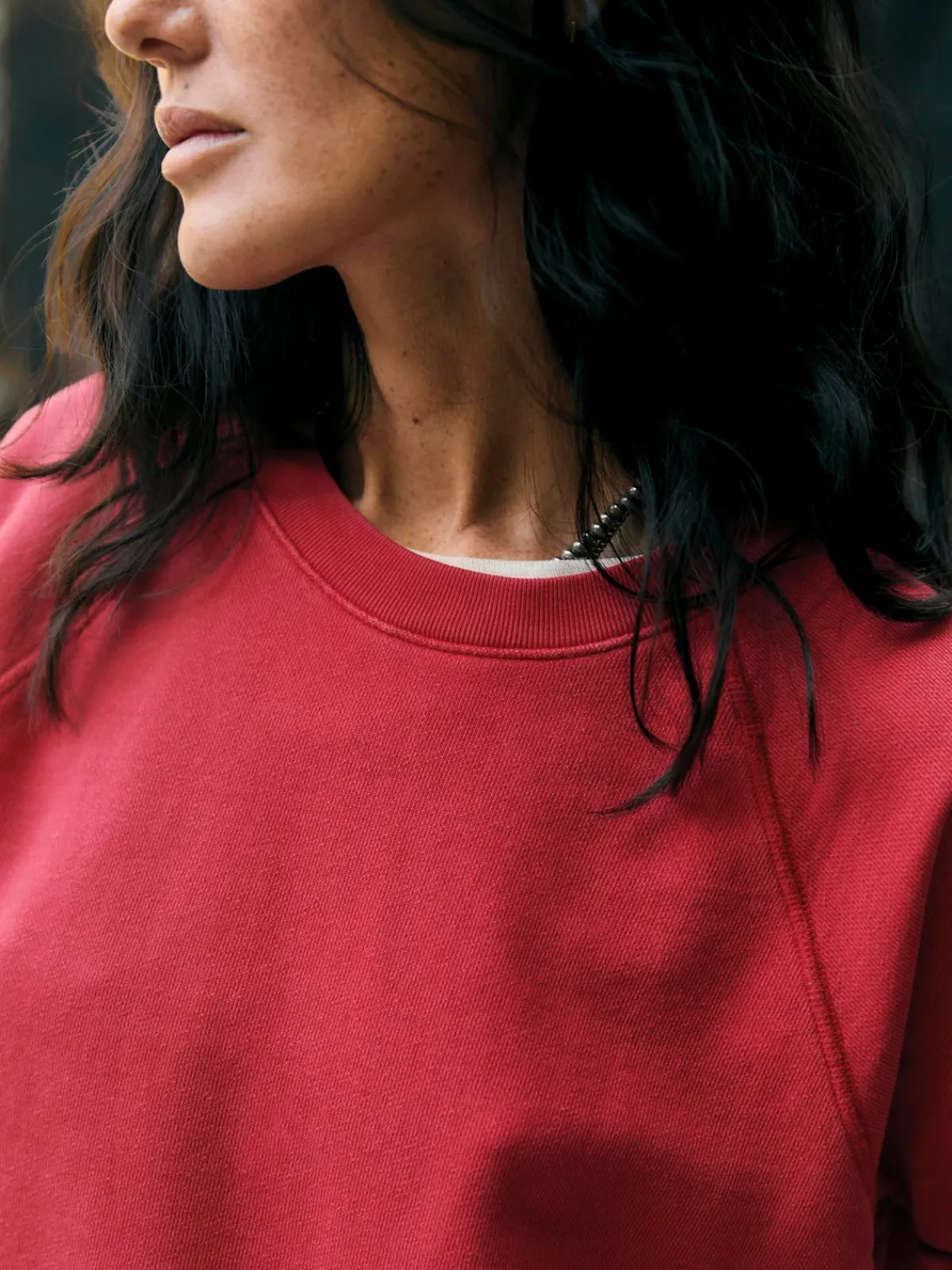 Women Imogene + Willie short sleeve raglan sweatshirt in red