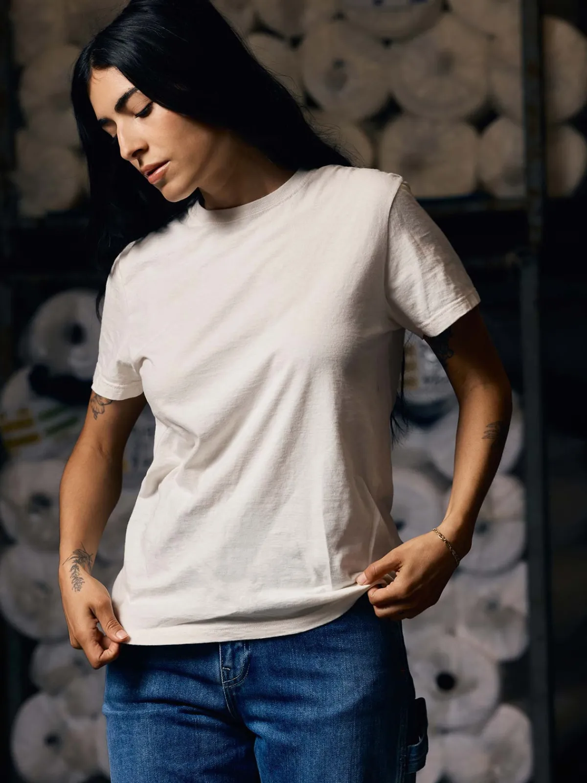 Women Imogene + Willie the cotton project tee in vintage white