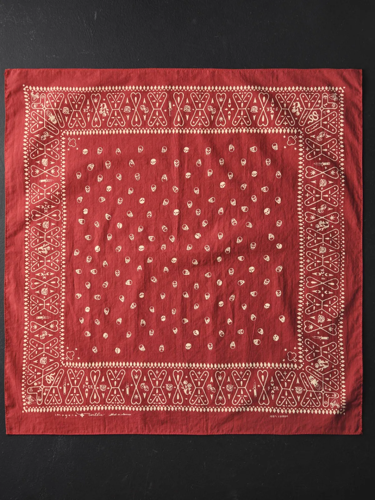 Women Imogene + Willie the "muerte" bandana in red