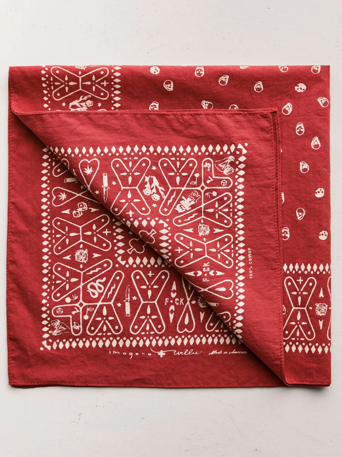 Women Imogene + Willie the "muerte" bandana in red