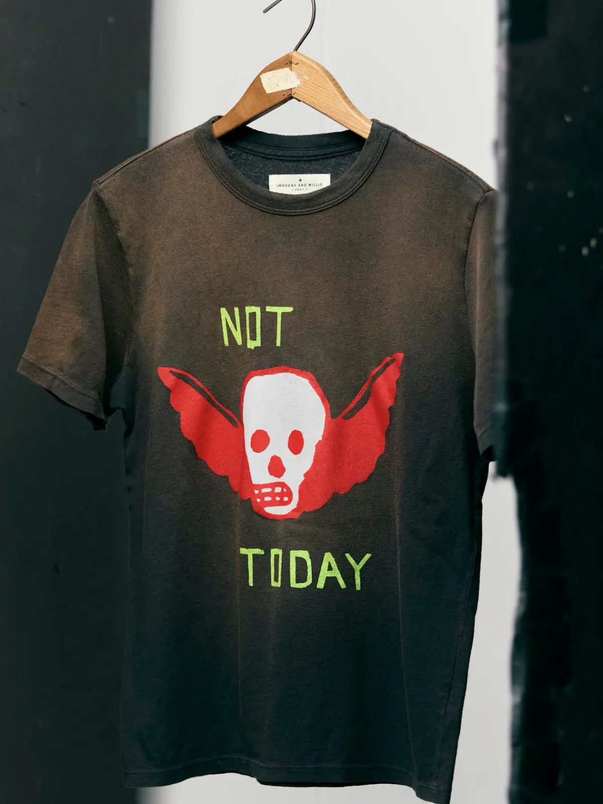 Women Imogene + Willie the "not today" tee in faded black