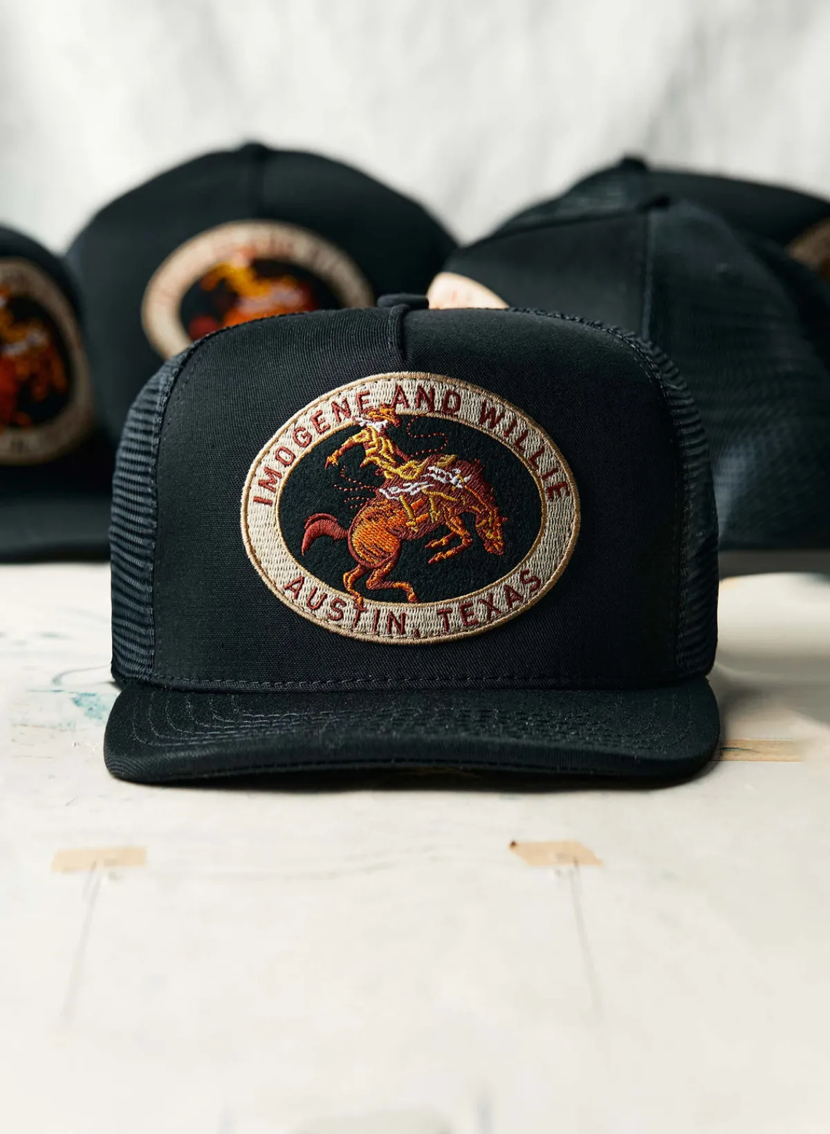 Women Imogene + Willie the "rodeo" trucker