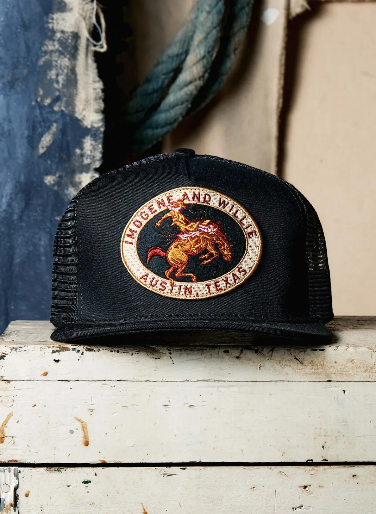 Women Imogene + Willie the "rodeo" trucker