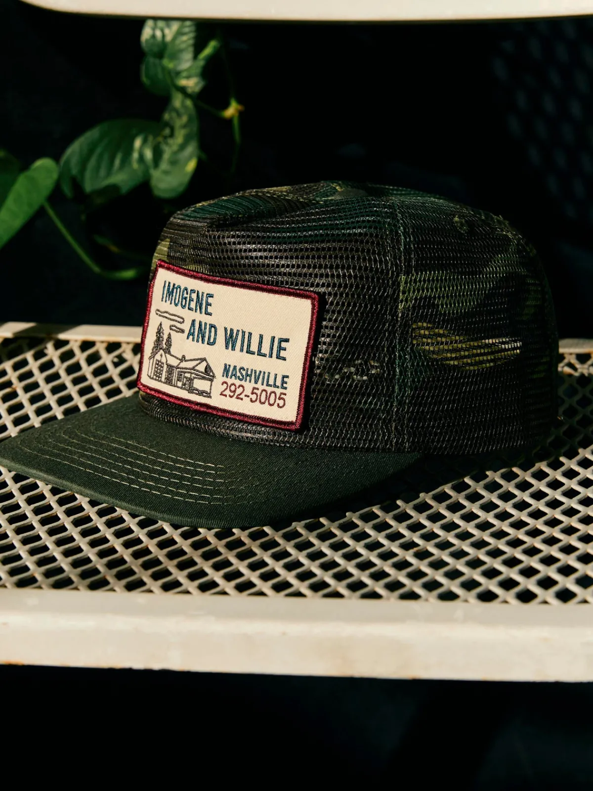 Women Imogene + Willie the "service station" mesh trucker in camo