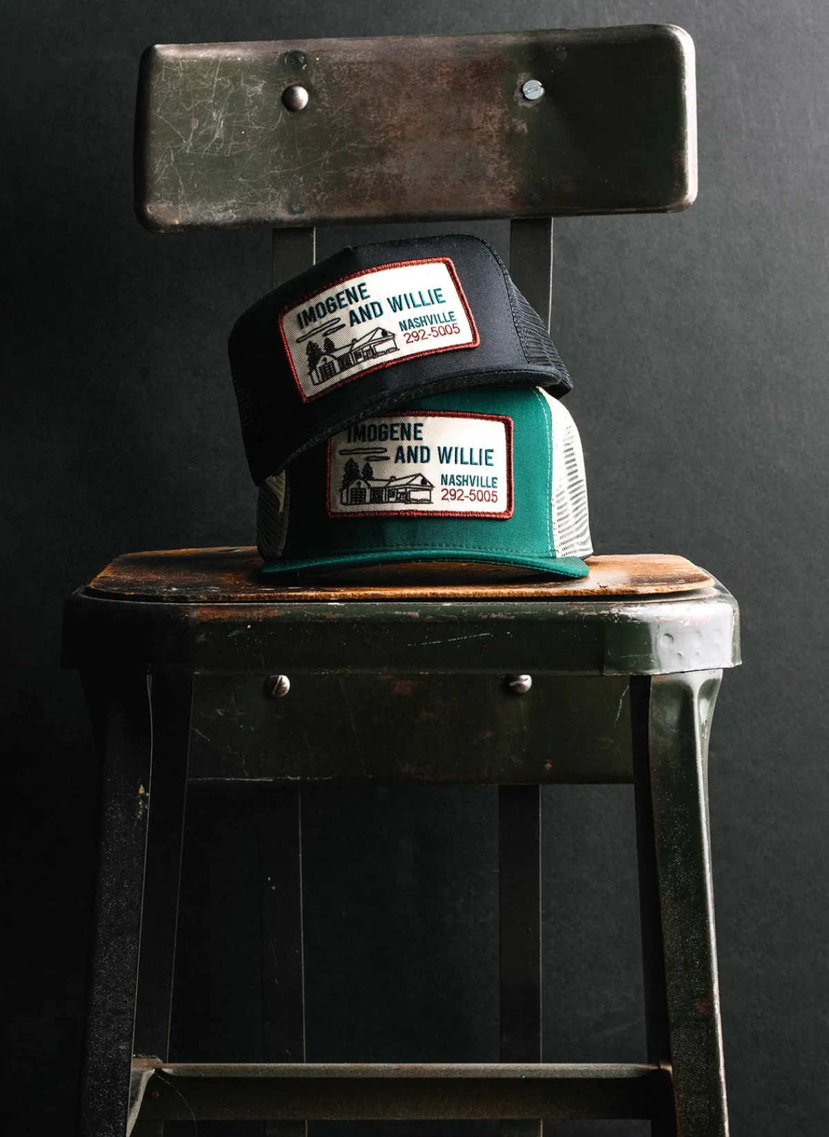 Women Imogene + Willie the "service station" trucker in green