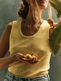 Women Imogene + Willie the vintage tank in open knit yellow