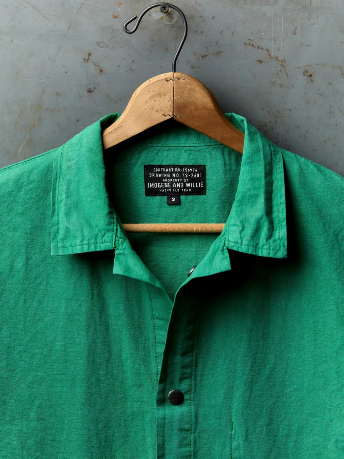 Imogene + Willie welder's jacket in seagreen ripstop