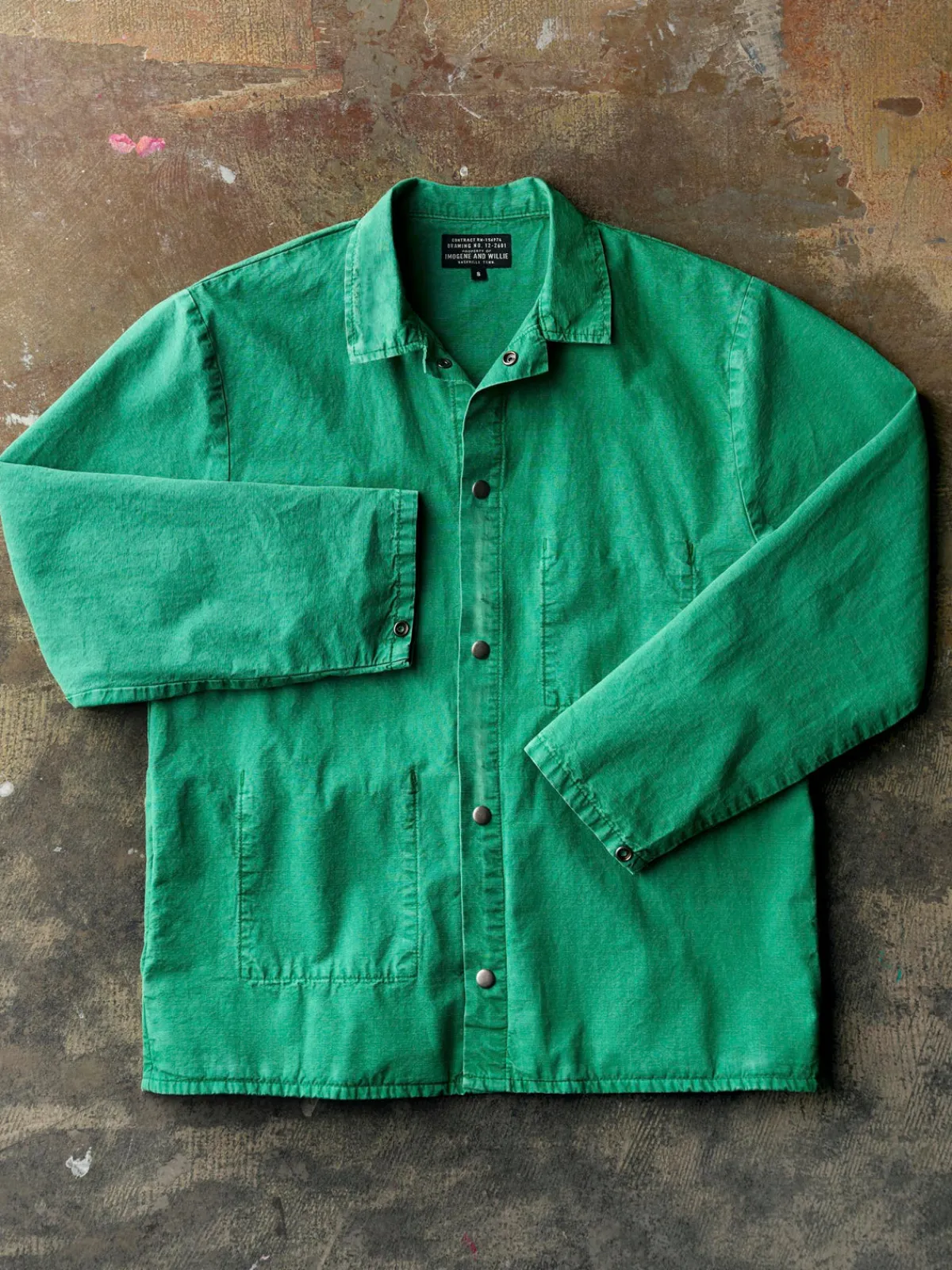 Imogene + Willie welder's jacket in seagreen ripstop